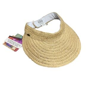 Scala Collection Womens Packable Crushable Raffia Straw Visor Sun Hat